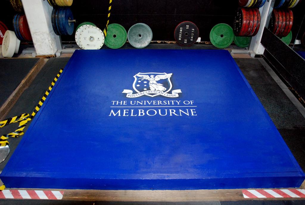 Melbourne Uni Power Lifting Platform - Bespoke Painted Sign - Finished Product